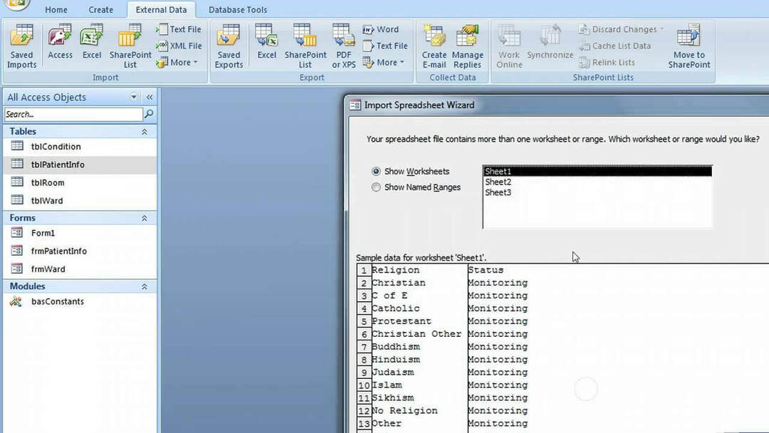 okno programu Excel Vyskytol sa problém s pripojením k serveru Excel