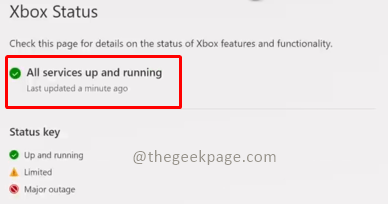 Xbox-Statusbericht Min