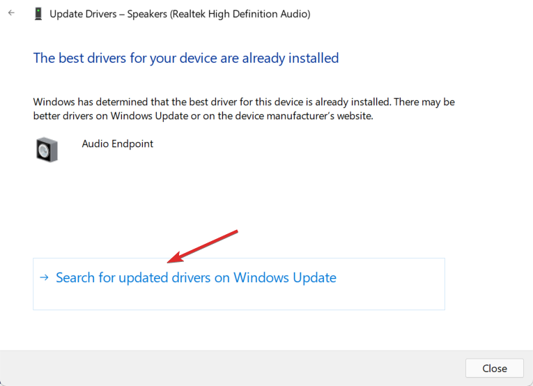 Изтегляне на аудио контролера за Windows 11 на актуализирания аудио контролер