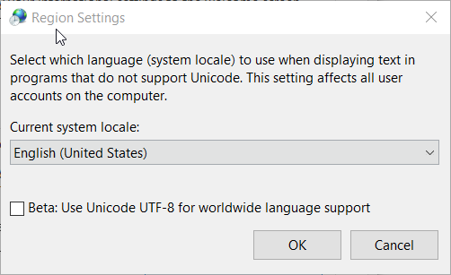 หน้าต่างการตั้งค่าภูมิภาค ไม่สามารถลบภาษาแป้นพิมพ์ Windows 10