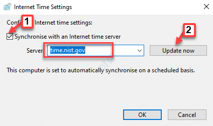 As configurações de horário da Internet são sincronizadas com um servidor de horário da Internet Verifique Definir atualização do servidor agora