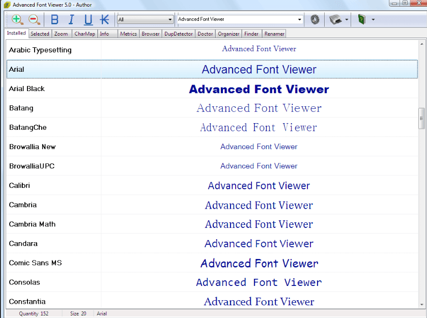 Advanced Font Viewer - бесплатные шрифты для Windows 10