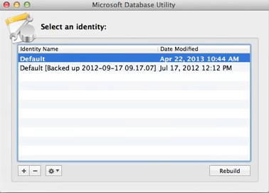 Microsoft DatabaseUtilityのOutlookはデータベースをアップグレードできません