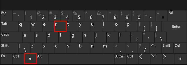 Клавиш на Windows + R