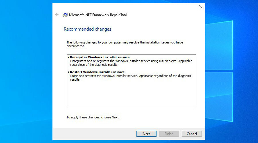 gunakan Alat Perbaikan Microsoft .NET Framework