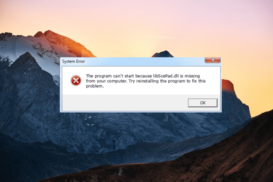 libScePad.dll mangler feil