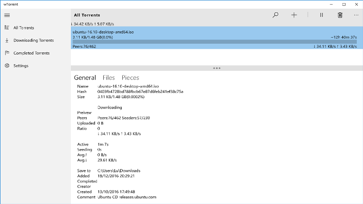 Windows 10: n WPTorrent-sovellus saa UWP-version ja uuden nimen