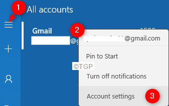 Impostazioni dell'account dell'app di posta