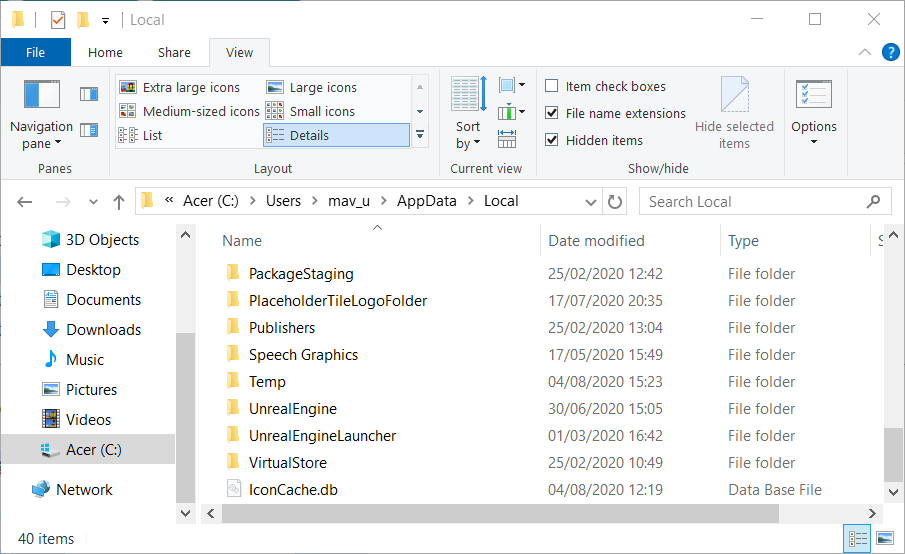 Soubor IconCache.db Windows 10 prázdných ikon