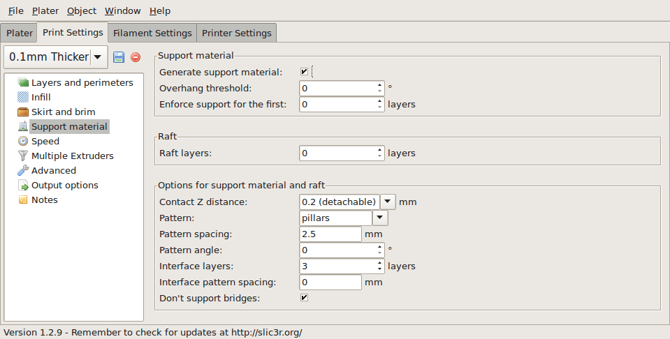 Slic3r 3D printing slicer perangkat lunak pencetakan 3D untuk Flashforge Creator Pro