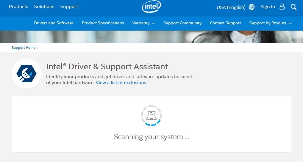 controlador Intel y asistente de soporte