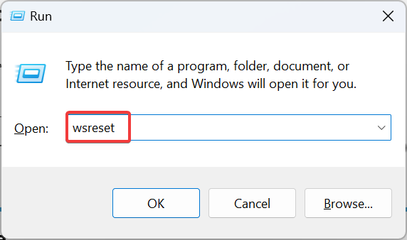 wsreset.exe for at rette 0x80072F17