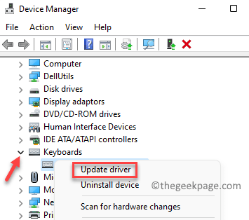 Teclados do Gerenciador de Dispositivos Clique com o botão direito em Teclado Atualizar Driver Min.
