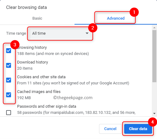 Chrome Ștergeți datele de navigare Ștergeți memoria cache Min