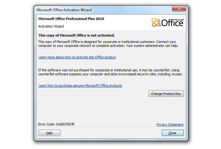 procedura guidata di attivazione di Microsoft Office 2010