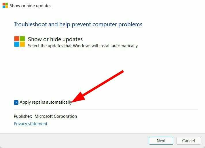приложете поправки автоматично Грешка при актуализиране на Windows 11