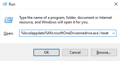 Palaist komanda - OneDrive kļūda 0x8004de86