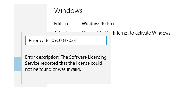 error-code-windows-10-activation