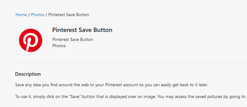 butonul browserului pinterest edge pinterest