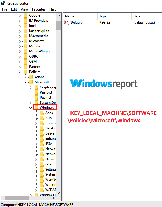 Windows 10: n automaattisen päivityksen rekisterieditorin pysäyttäminen