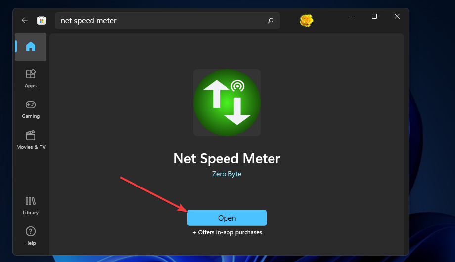 Otvoriť tlačidlo monitora rýchlosti siete systému Windows 11