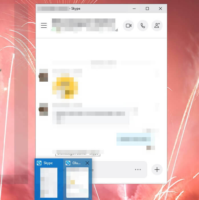 A miniatura do Skype mostra como reagrupar janelas no skype