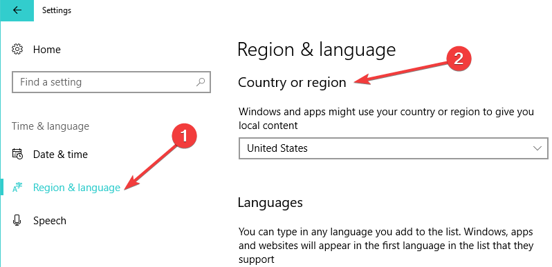 använd Cortana region som inte stöds