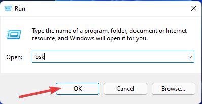 Postavitev tipkovnice z ukazom osk Windows 11