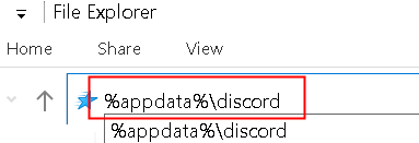 „File Explorer“ Atidaryti „Appdata Discord“ Min