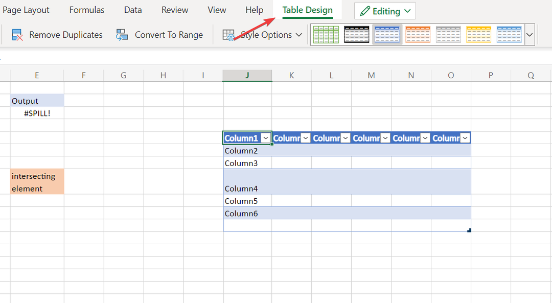 Excel-Überlauffehler im Tabellendesign