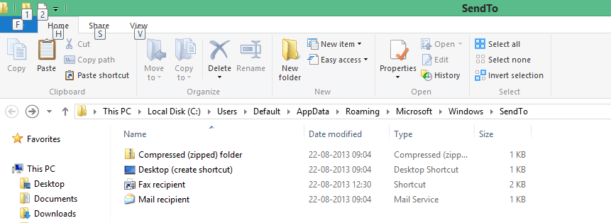 Tömörített (tömörített) mappa hozzáadása a Küldés menüben a Windows 10 rendszerben