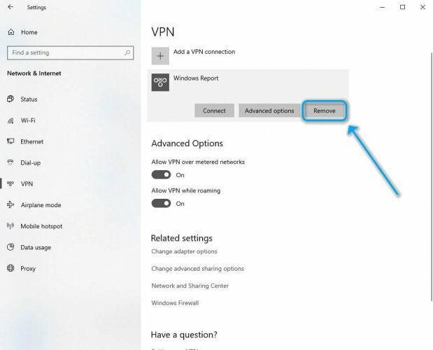 Quitar VPN de Windows 10