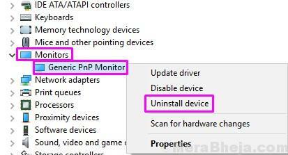 Деинсталирайте Generic Pnp Monitor на устройството