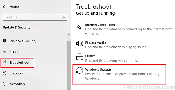 פותר הבעיות של Windows Update
