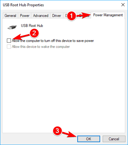 Fingeraftryksscanner, læser fungerer ikke med Windows 10 USB-rodhub