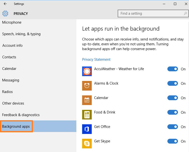 Windows 10'da arka planda çalışan uygulamalar nasıl devre dışı bırakılır