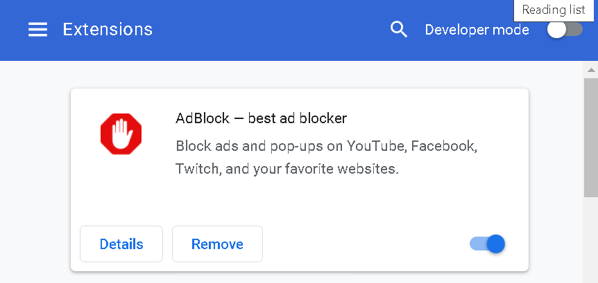 Extensión mínima de Adblocker
