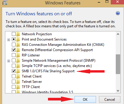 Windowsi funktsioonid SMB 1.0 võimaldavad teie süsteemil vaja smb2 või uuemat versiooni
