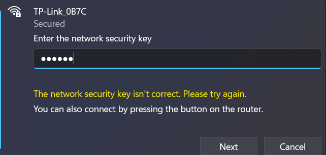 nesprávne nájsť heslo wi-fi Windows 11