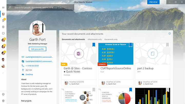 Microsoft frigiver Office Delve Preview-appen til Windows 10, den mobile version kommer snart