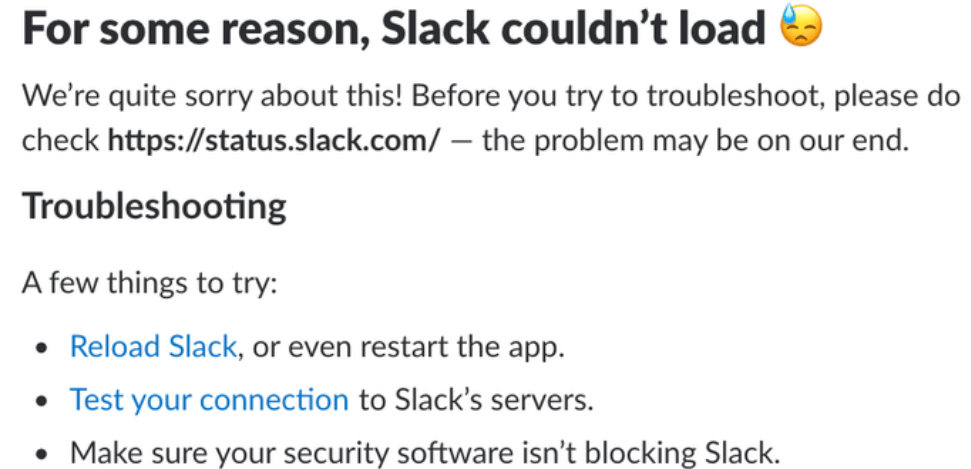 Test auf Slack-Verbindungsprobleme