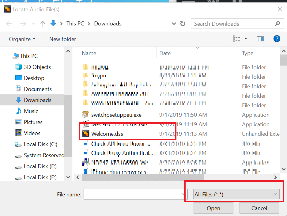 αναπαραγωγή αρχείου DSS στα Windows