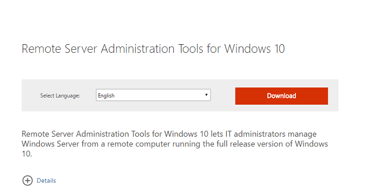 Távoli kiszolgálófelügyeleti eszközök (RSAT) frissítve a Windows 10 rendszerhez