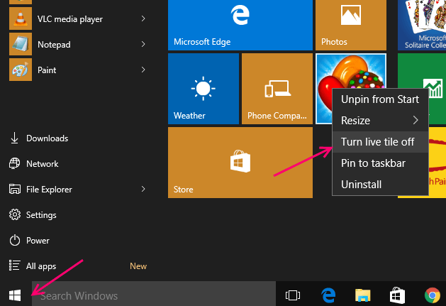 „turn-live-tiles-off-win-10“