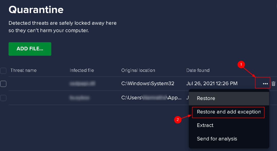 Відновлення файлів розладу Avast з карантину та додавання винятку Мін