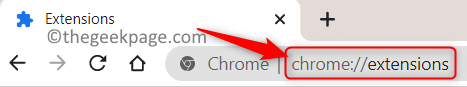 Panel s adresou rozšírení Chrome Min