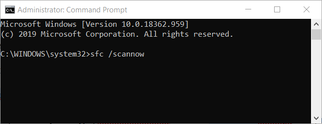 příkaz sfc / scannow Windows 10 prázdných ikon