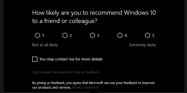 dezactivați probabilitatea de a recomanda Windows 10 unui prieten sau coleg
