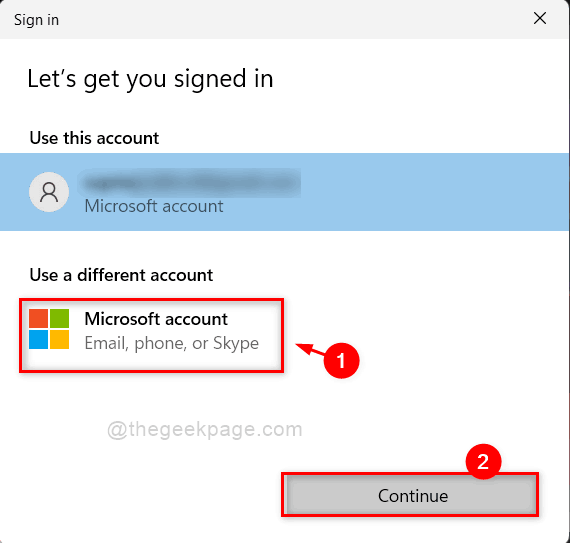 قم بتسجيل الدخول باستخدام حساب Microsoft 11zon مختلف