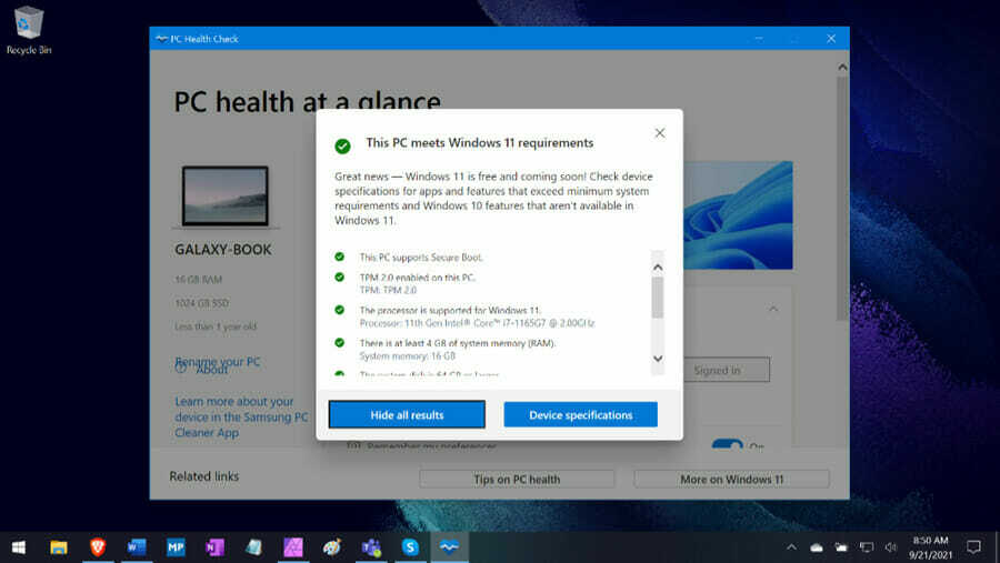 Zahteve za aplikacijo PC Health Check za Windows 11 v primerjavi z Windows 10